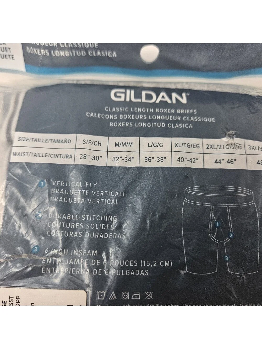 Gildan Boxer Briefs Mens 3XL Classic Length 3-Pk Moisture Wicking Cotton 3 Color